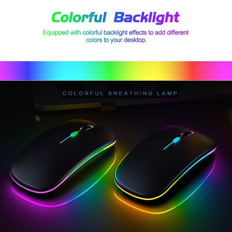 🚚พร้อมส่ง🚚เมาส์ไร้สายเงียบเมาส์ไร้สาย 2.4GHz แบบชาร์จไฟได้พร้อมไฟ RGB เม้าไร้สาย เมาท์ไร้สาย เม้าส์ไร้สาย mouse