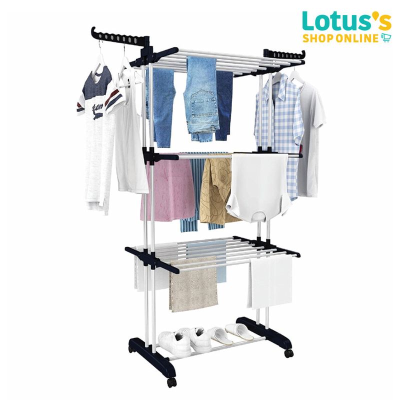 LOTUSS โลตัส ราวตากผ้า อเนกประสงค์ NO.WR4142-3 3ชั้น สีขาว