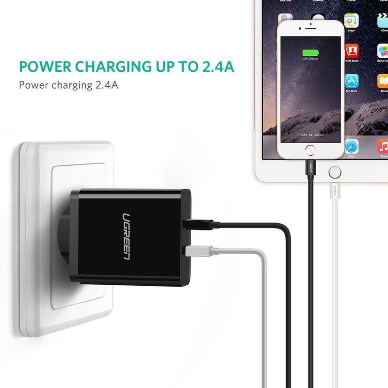 UGREEN สายชาร์จเร็ว Lightning to USB 2.0 MFi Certified Lightning to USB 2.0 Charging 2.4A รุ่น US155