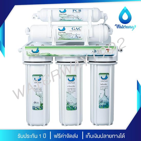 UNI PURE GREEN เครื่องกรองน้ำดื่ม 5 ขั้นตอน คุณภาพดี ติดตั้งง่าย ไส้กรองน้ำ สามารถกรองกลิ่น สี สารเคมี คลอรีน รับประกัน 1 ปี (White)