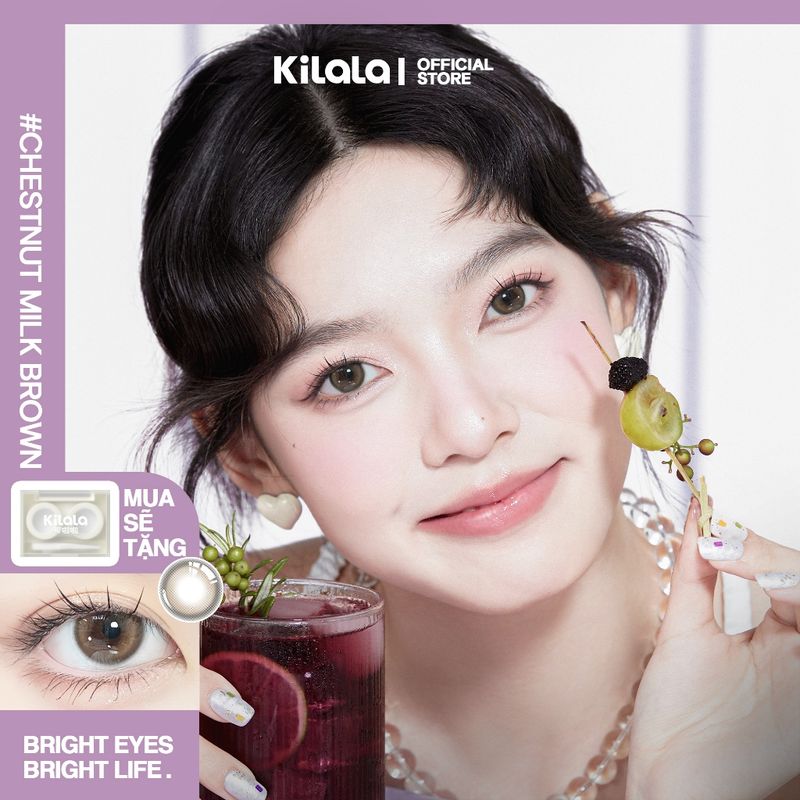 คอนแทคเลนส์ราย 6เดือน สีน้ำตาล Kilala Chestnut Milk Brown DIA 14.2mm ค่าสายตา 0-8 1 คู่ (2 เลนส์)