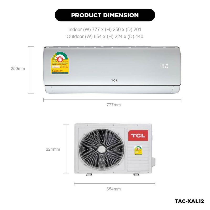 TCL:TAC-XAL12CH_non-install,ไม่,Free Shipping