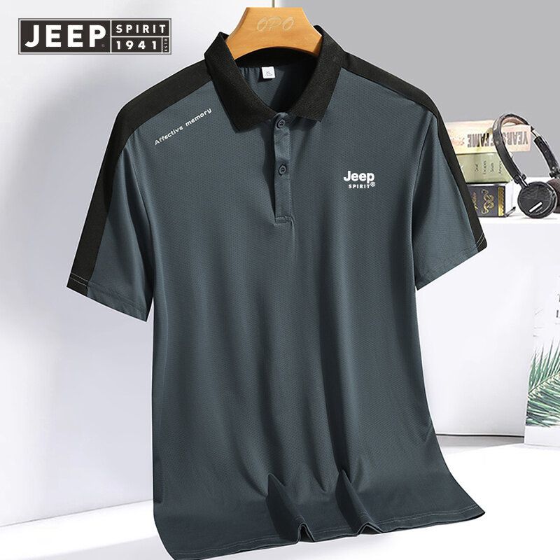 เสื้อโปโล JEEP SPIRIT เสื้อยืดแขนสั้นสำหรับผู้ชายเสื้อยืดกีฬาแขนสั้นแห้งเร็วมาใหม่ล่าสุดฤดูร้อนทรงหลวมยืดหยุ่นเรียบง่ายสำหรับผู้ชาย