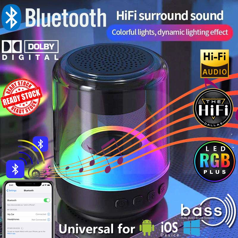 【Popular】ลำโพงบลูทู ธ   ซับวูฟเฟอร์คุณภาพเสียงความเที่ยงตรงสูง Bluetooth Speaker  Mini LED Light High Fidelity Sound Quality Subwoofer