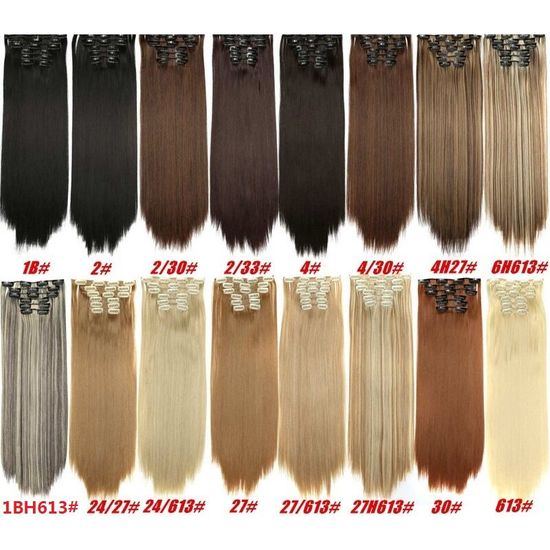 6ชิ้น/เซ็ตสังเคราะห์22นิ้วยาวตัวเสริมต่อผมตรง Natural Silky Hairpiece สำหรับผู้หญิง