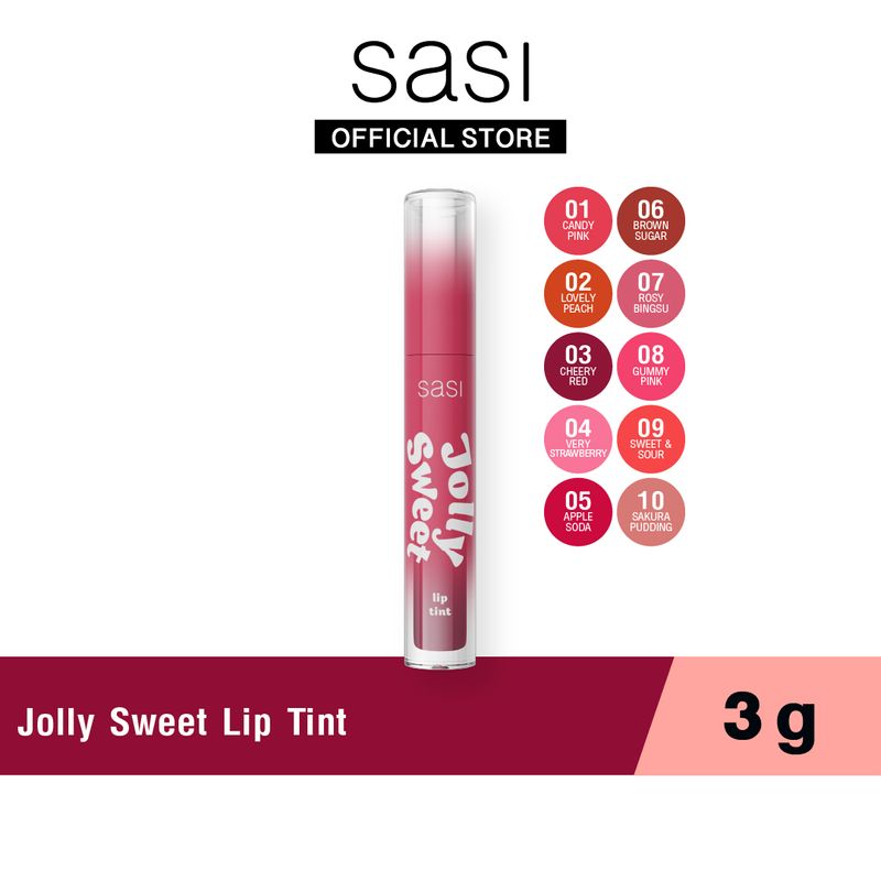 sasi ศศิ ลิปทินท์เนื้อเจลลี่ จอลลี่ สวีท ลิป ทินท์ 5 เฉดสี Jolly Sweet Lip Tint