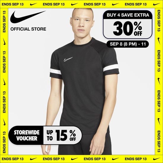 Nike Men's Dri-FIT Academy Short-Sleeve Soccer Top - Black เสื้อฟุตบอลแขนสั้นผู้ชาย Nike Dri-FIT Academy - สีดำ