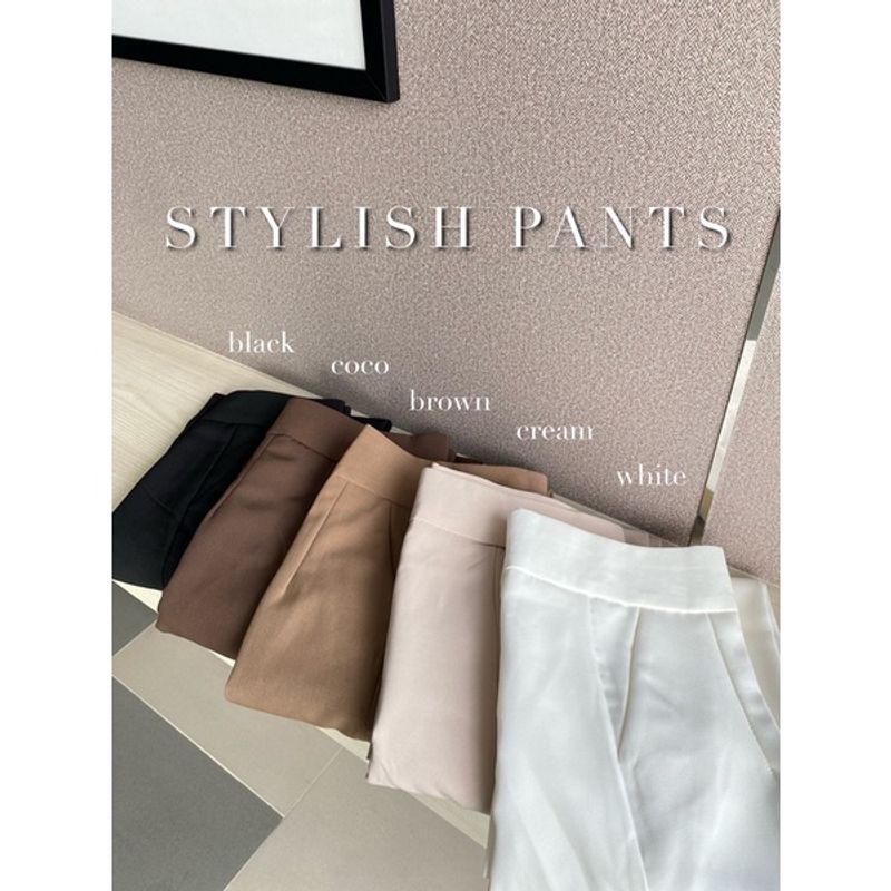 STYLISH PANT : กางเกงเอวสูงกระบอกกลางซิปหลัง ใส่ทำงาน ทรงสวยมาก เก็บพุงเก็บทรงได้ดี