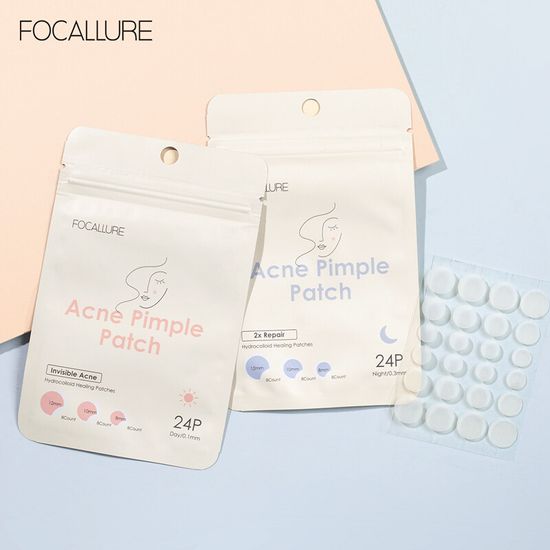 FOCALLURE ชุดผสมกลางวันและกลางคืน 48 ชิ้นกำจัดสิวที่มองไม่เห็นมาส์กหน้าสิวแผ่นแปะสิว