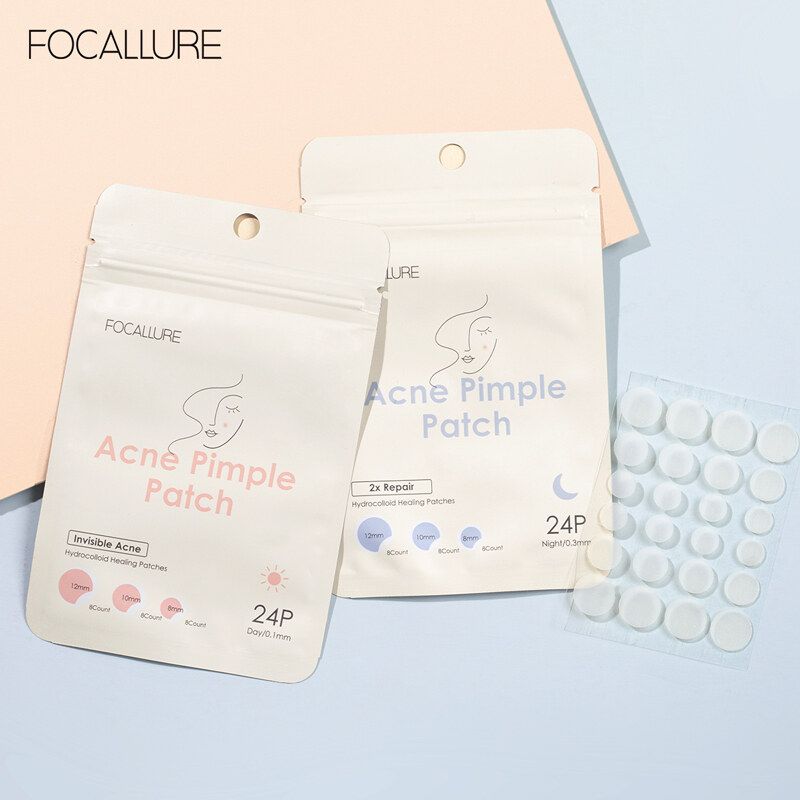 FOCALLURE ชุดผสมกลางวันและกลางคืน 48 ชิ้นกำจัดสิวที่มองไม่เห็นมาส์กหน้าสิวแผ่นแปะสิว