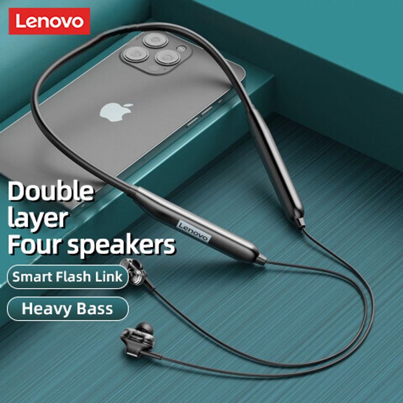 Lenovo HE05X หูฟังไร้สฟังบลูทูธ 9D เสียง HIFI กันน้ำสำหรับเฬาหูฟังพรไมโครโฟนไรย TWS สำหรับ Oppo Realme หูฟัง Xiaomi