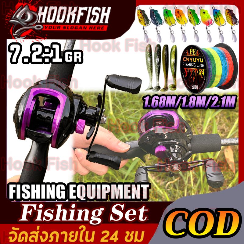 8-25G/8-15LB รอกเบสพร้อมคัน FISHING ชุดคันเบ็ดตกปลา พร้อมรีลแคสติ้งตกปลา 18+1BB Metal spool แรงดึง 10kg