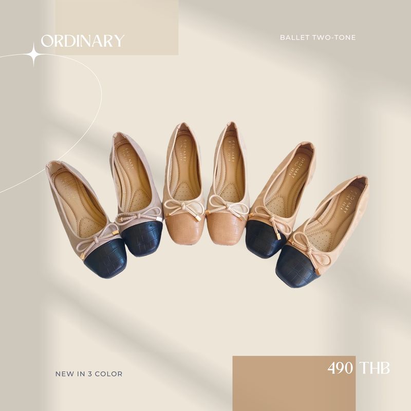 สินค้าพร้อมส่ง🔥 'Ballet Two-tone' Ordinaryshoe รองเท้าคัทชู หนังนิ่ม หัวตัด มีสีให้เลือกเยอะมาก (แนะนำ+1ไซส์จากตาราง)