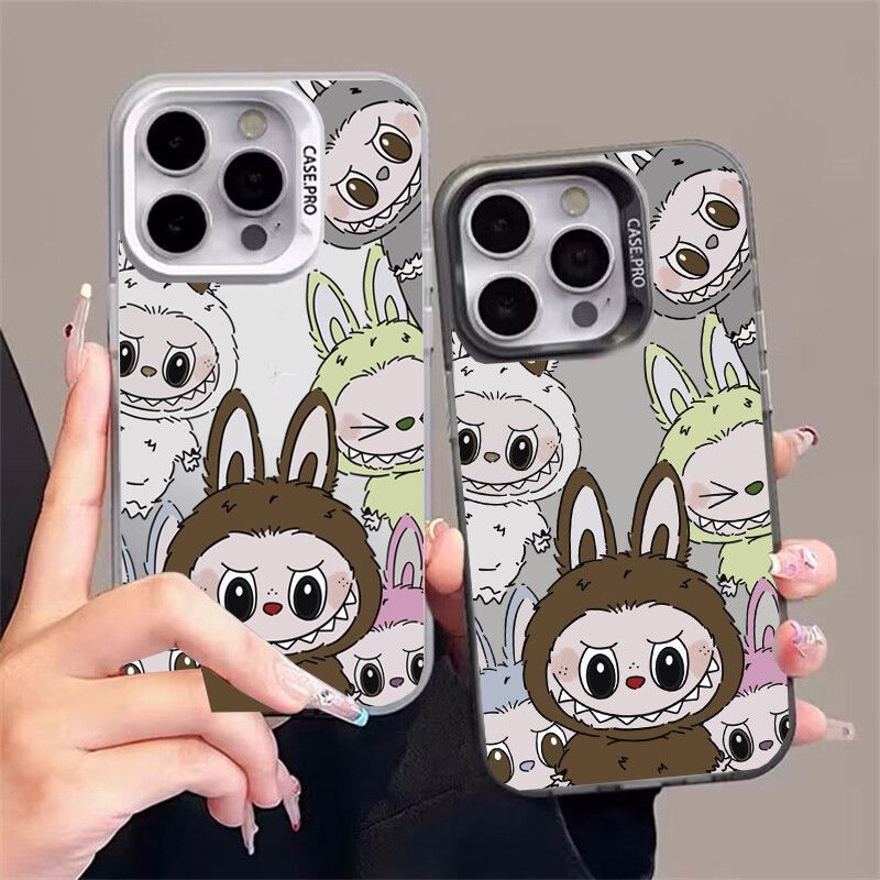 เคสโทรศัพท์มือถือ ซิลิโคนนิ่ม ผิวด้าน กันกระแทก ลายการ์ตูน Labubu สําหรับ iPhone 11 12 13 14 15 Pro Max Plus XR X XS Max 7 8 Plus