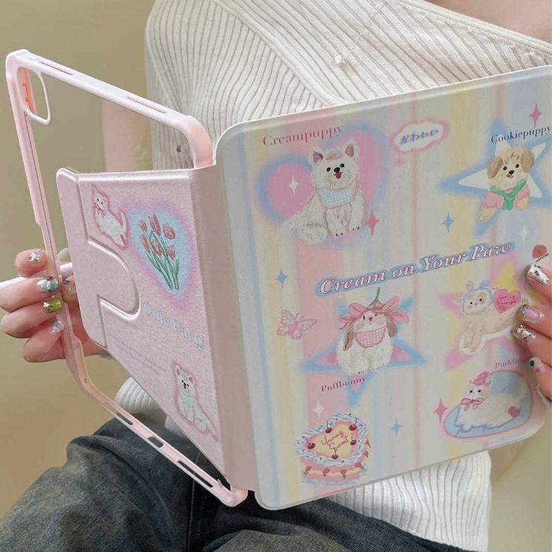 ⚡พร้อมส่ง⚡เคสไอแพด Gen9 Air5 pro11 2024 Star Dog cute cat 360°อะคริลิค ช่องใส่ปากกาขวา เคส ipad Air6