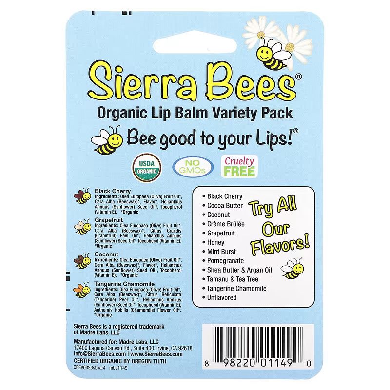 [EXP 2026]  Sierra Bees ลิปบาล์มออร์แกนิก (1 แท่ง) เลือกกลิ่นได้