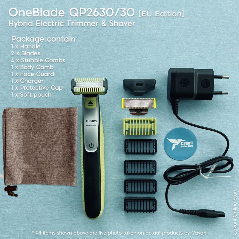 Philips OneBlade QP2630/30 Hybrid Stubble Trimmer และเครื ่ องโกนหนวดพร ้ อมความยาว 4 x และใบมีดเสริมหนึ ่ งใบ [US/EU Edition ]