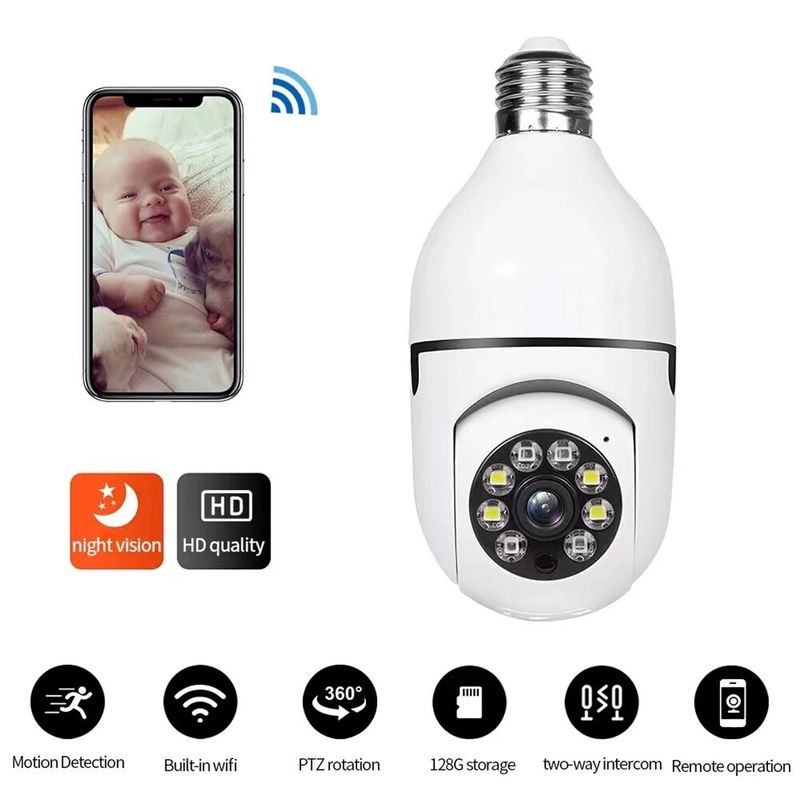 A6 Bulb Camera 360 องศา WiFi Smart Home กล้องเฝ้าระวังระยะไกล