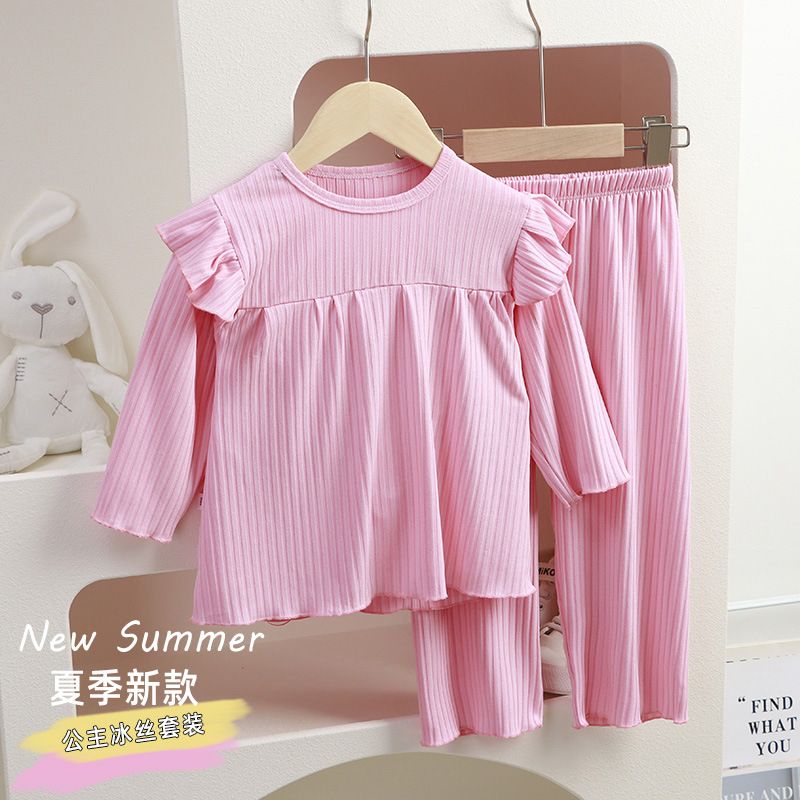 Girls pajamas Spring and Autumn New Little Girls Home Furnishings Childrens Set Baby Fashionable Two Piece Set