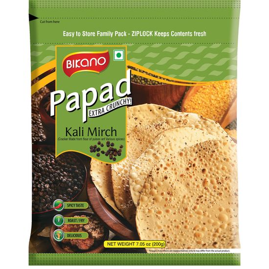 BIKANO KALI MIRCH PAPAD 200G ปาปัดรสพริกไทย 200 กรัม