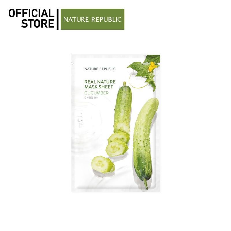 NATURE REPUBLIC REAL NATURE CUCUMBER MASK SHEET มาส์กหน้าบำรุงผิว สูตรแตงกวา