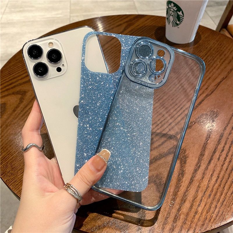 เคสโทรศัพท์มือถือแบบนิ่ม ใส แต่งกลิตเตอร์ 6D หรูหรา สําหรับ iPhone 13 12 11 Pro Max X XR XS Max 6 6s 7 8 Plus SE 2020 2022