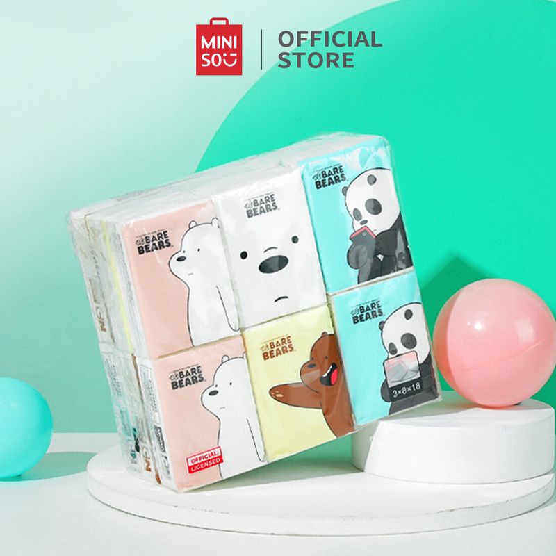 MINISO กระดาษชำระ ทิชชู่ We Bare Bears ขนาดพกพา (18 ซอง)