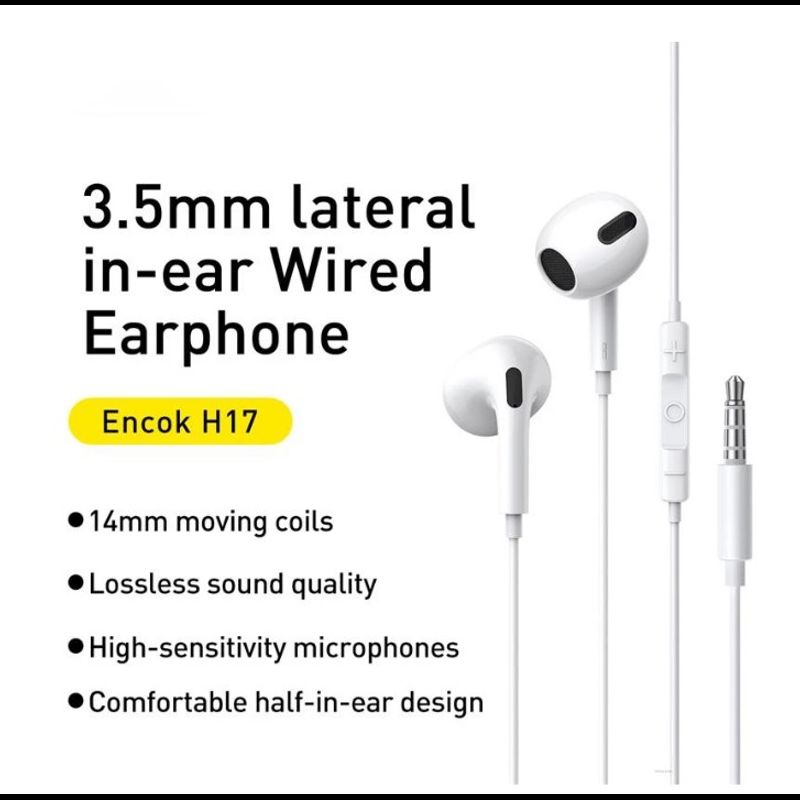 Baseus C17 หูฟัง Type-C & H17 ios Encok Type-C lateral in-ear Wired Earphone With Mic For Smart Phone