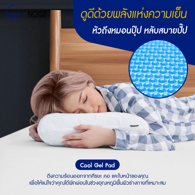 Nooz หมอนเมมโมรี่โฟม หมอนคูลเจล มีแผ่นคูลเจลเพิ่มความเย็น ผสมชาร์โคลลดกลิ่นอับชื้น รุ่น Comfort The Cooling Graphite