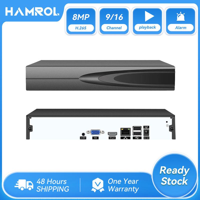 Hamrol 4K 8MP 9CH 16CH H.265 วิดีโอเฝ้าระวัง NVR บันทึก 5MP 4MP 2MP เอาท์พุทตรวจจับการเคลื่อนไหว บันทึกสำหรับกล้อง IP กรณีโลหะ