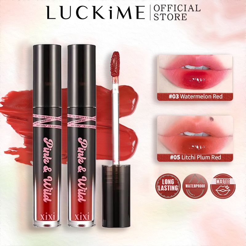 Luckime ลิปสติก ลิปกลอส เนื้อแมตต์ กันน้ํา ติดทนนาน ไม่เหนียวเหนอะหนะ น้ําหนักเบา พร้อมส่ง