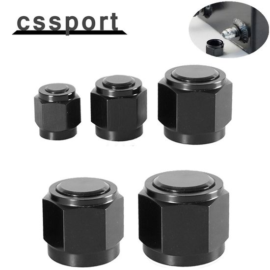 ท่อ Plug Nut Adapterอะแดปเตอร์ปลั๊กปลายท่อ ตัวเมีย หกเหลี่ยม อลูมิเนียม สีดํา คุณภาพสูง AN4 AN6 AN8 AN10 AN12 1 ชิ้น