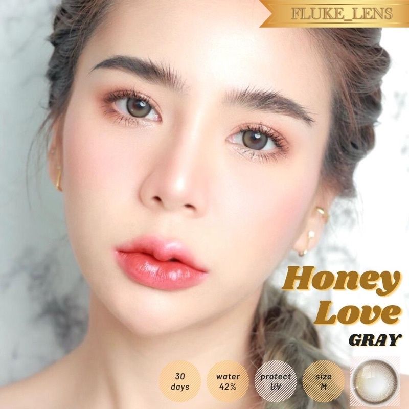 ตาหวานนัว🎉 Honey Love คอนแทคเลนส์(โตปานกลาง) Luxzylens เลนส์กรองแสง ผลิตที่เกาหลี ของแท้รับจากบริษัทโดยตรง honeylove