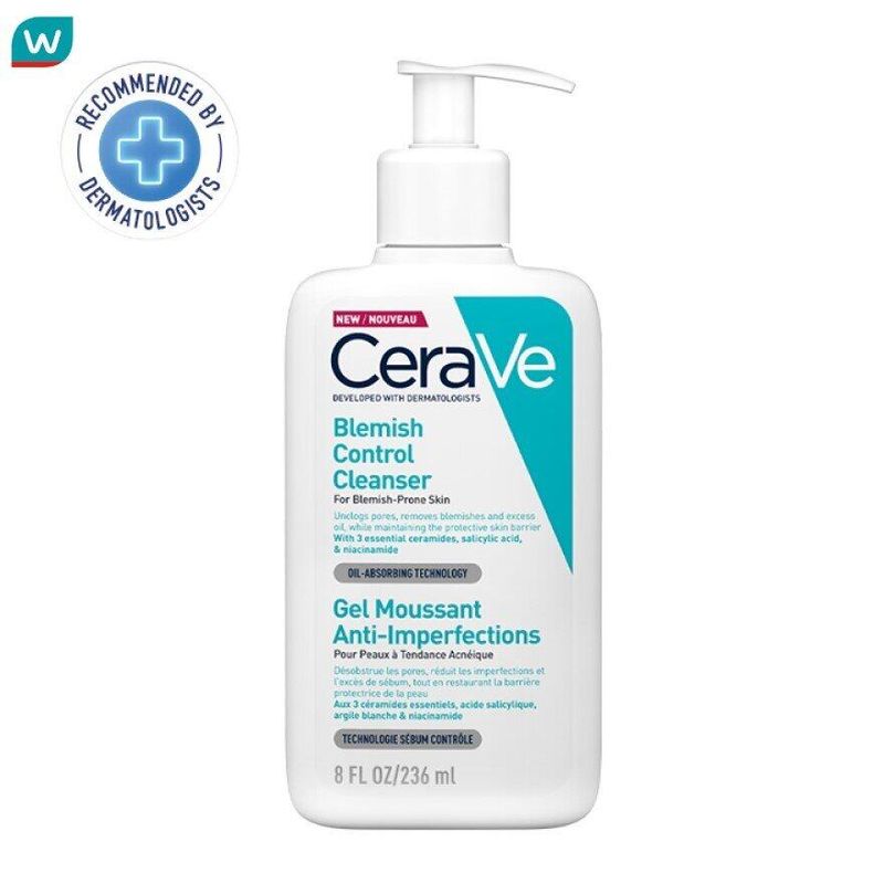 Cerave เซราวี เบลมมิช คอนโทรล คลีนเซอร์ 236 มล. เจลโฟมทำความสะอาดผิวหน้าสำหรับผิวเป็นสิวง่าย