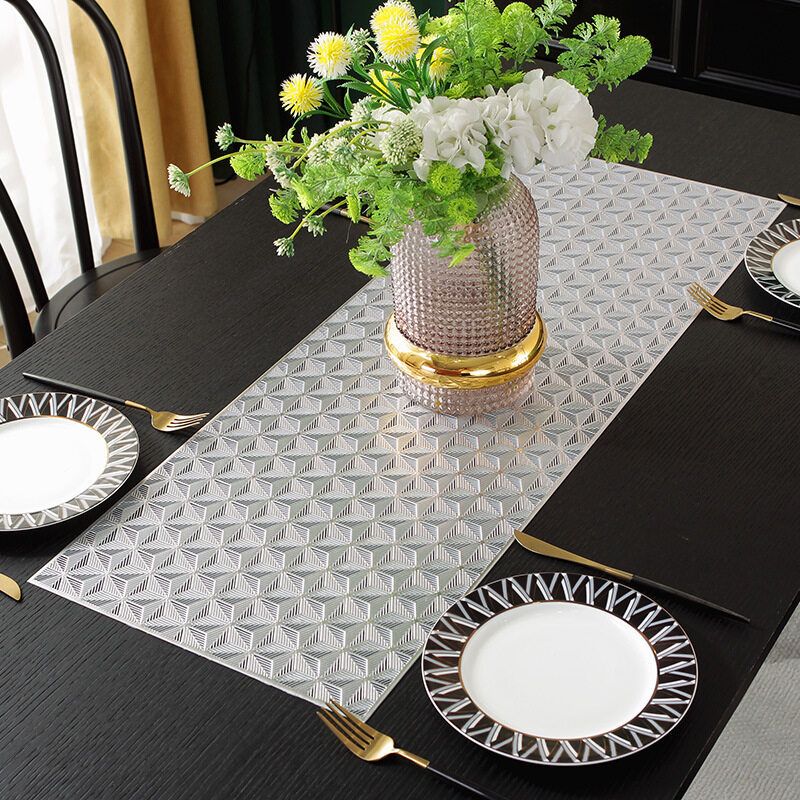 Loftyan Metallic Table Runner with Hollow Out Design 13 x 35.5" Diamond Dining Table Centerpiece Decoration Non-Slip Heat Resistant Easy to Clean