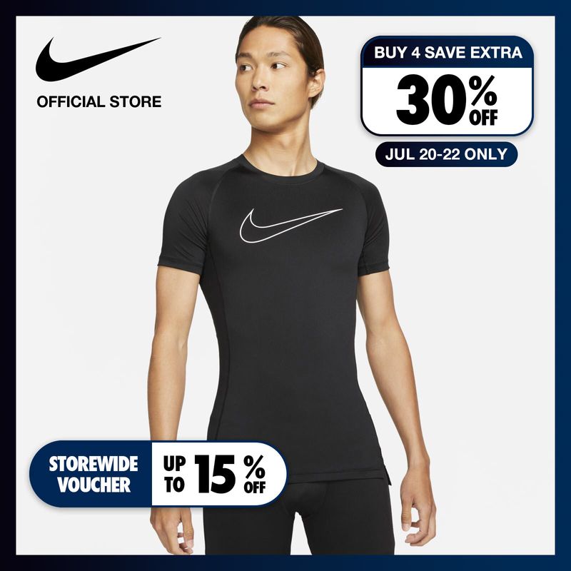 Nike Men's Pro Dri-FIT Tight-Fit Short-Sleeve Top - Black เสื้อแขนยาวผู้ชายทรงรัดรูป Nike Pro Dri-FIT - สีดำ