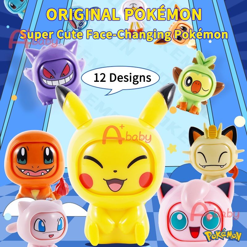 Pokemon ของเล่นฟิกเกอร์ Pikachu Eevee Jigglypuff Storbunny Meowth Squirtle Bulbasaur Charmander Grookey Sobble Gengar Mew เปลี่ยนหน้าได้ ของขวัญวันเกิด สําหรับเด็ก