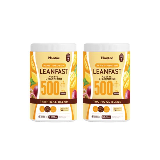 [ลดเพิ่ม 130.- PLAN7JULY] Plantae Protein Leanfast : รส Tropical Blend 2 กระปุก ขนาด 500g : โปรตีนพืช Acetyl-L-carnitine