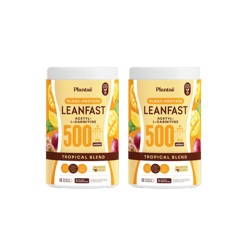 [ลดเพิ่ม 130.- PLAN7JULY] Plantae Protein Leanfast : รส Tropical Blend 2 กระปุก ขนาด 500g : โปรตีนพืช Acetyl-L-carnitine